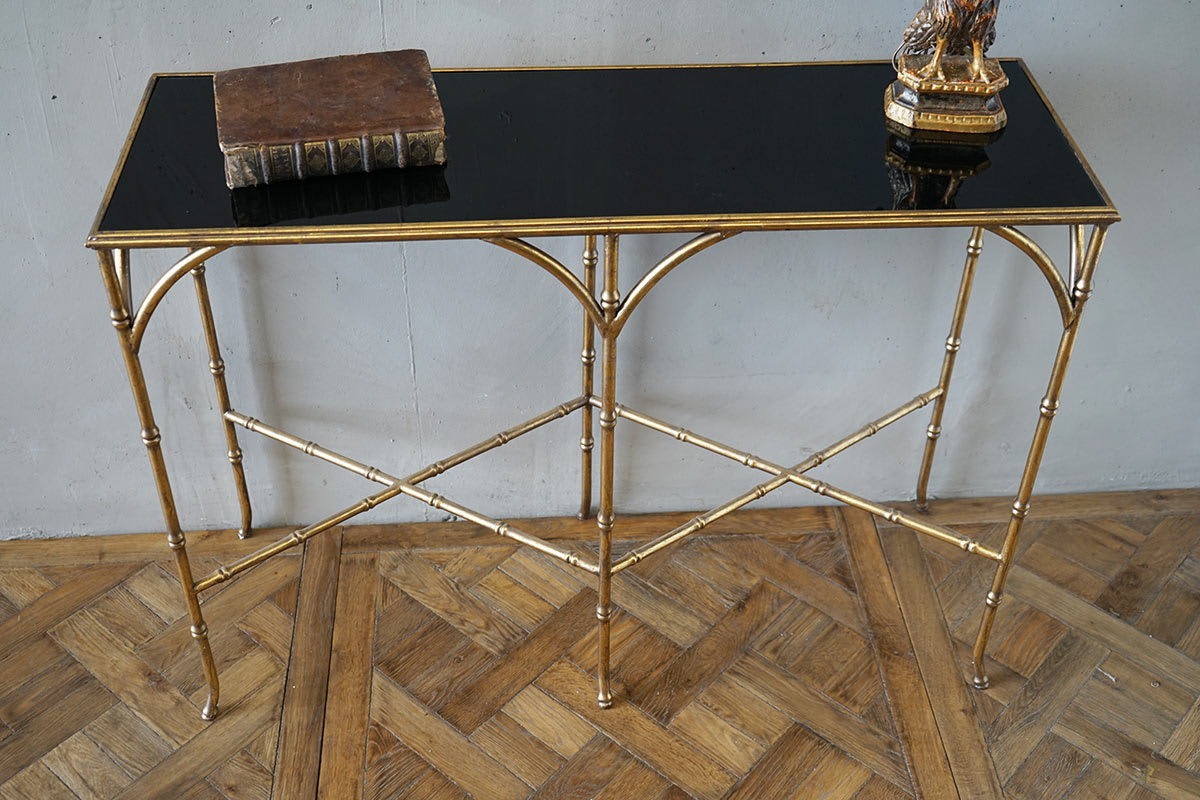 Gilded Iron Faux Bamboo Console