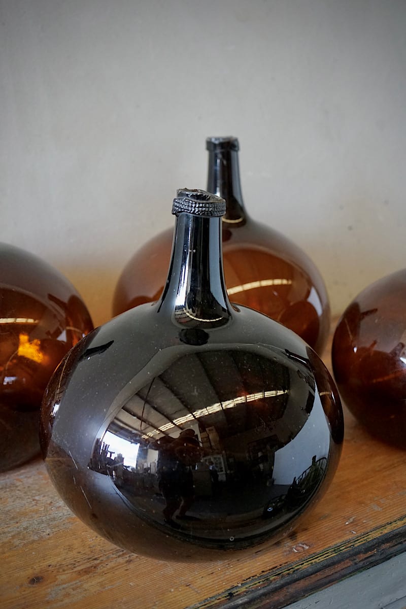 Amber Glass Wine Flagons