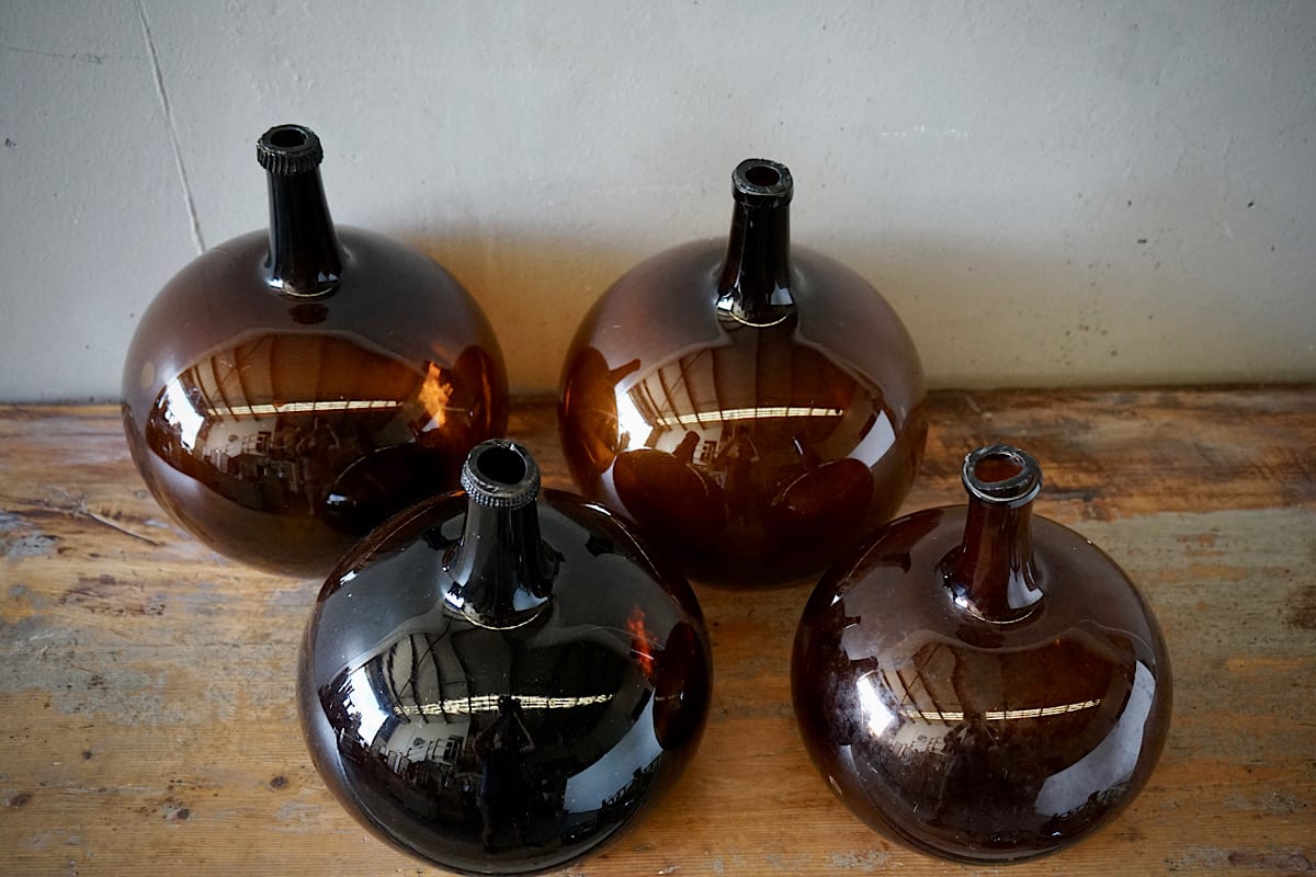 Amber Glass Wine Flagons