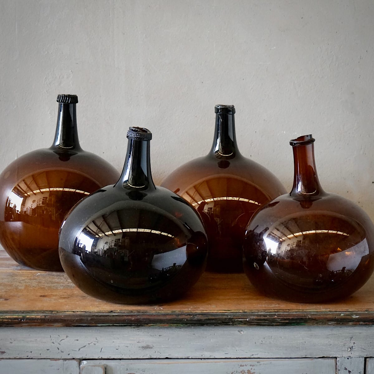 Amber Glass Wine Flagons