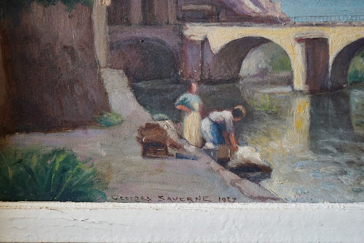 Oil Painting of a French Village Scene