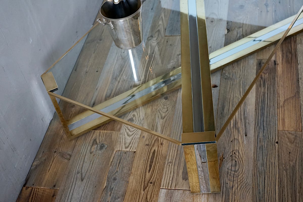 1970s Chrome & Brass Coffee Table