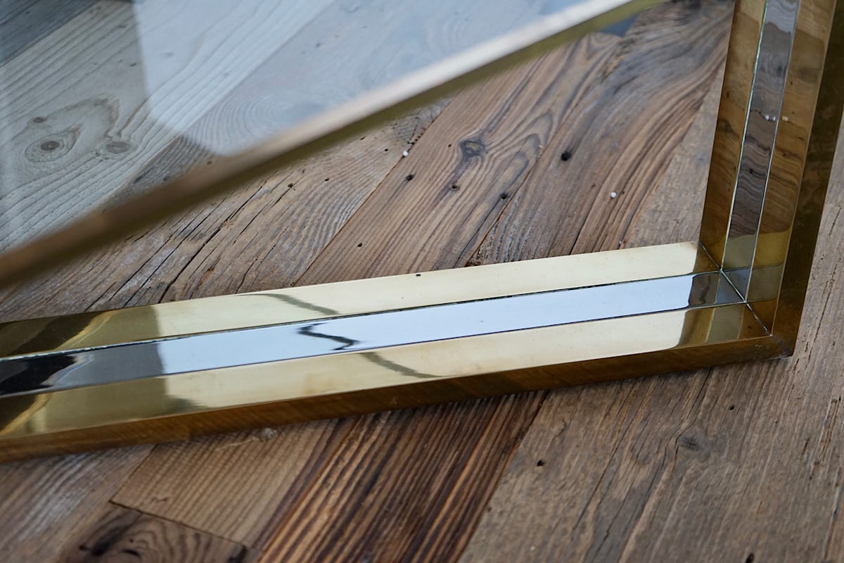 1970s Chrome & Brass Coffee Table