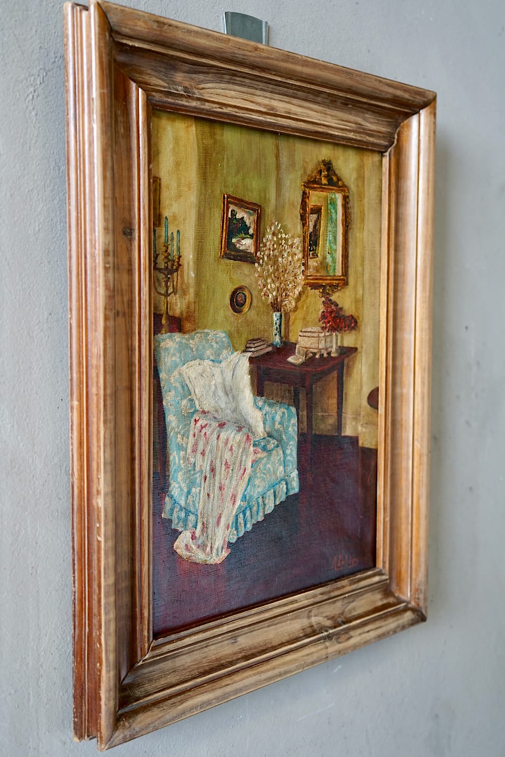 French Oil Painting of a Room Scene