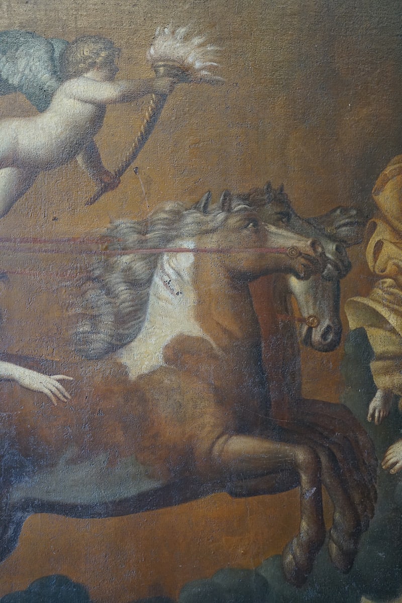 Large Italian Oil Painting of Aurora & Apollo