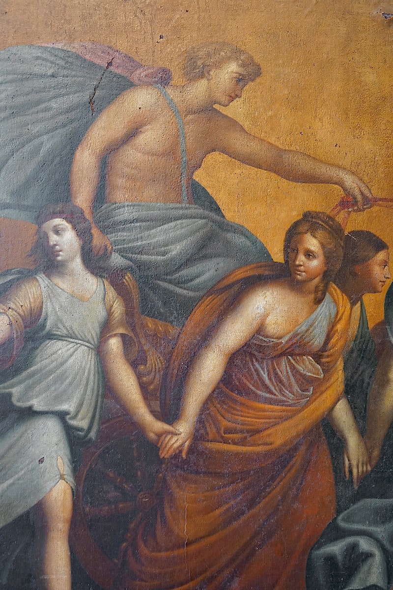 Large Italian Oil Painting of Aurora & Apollo