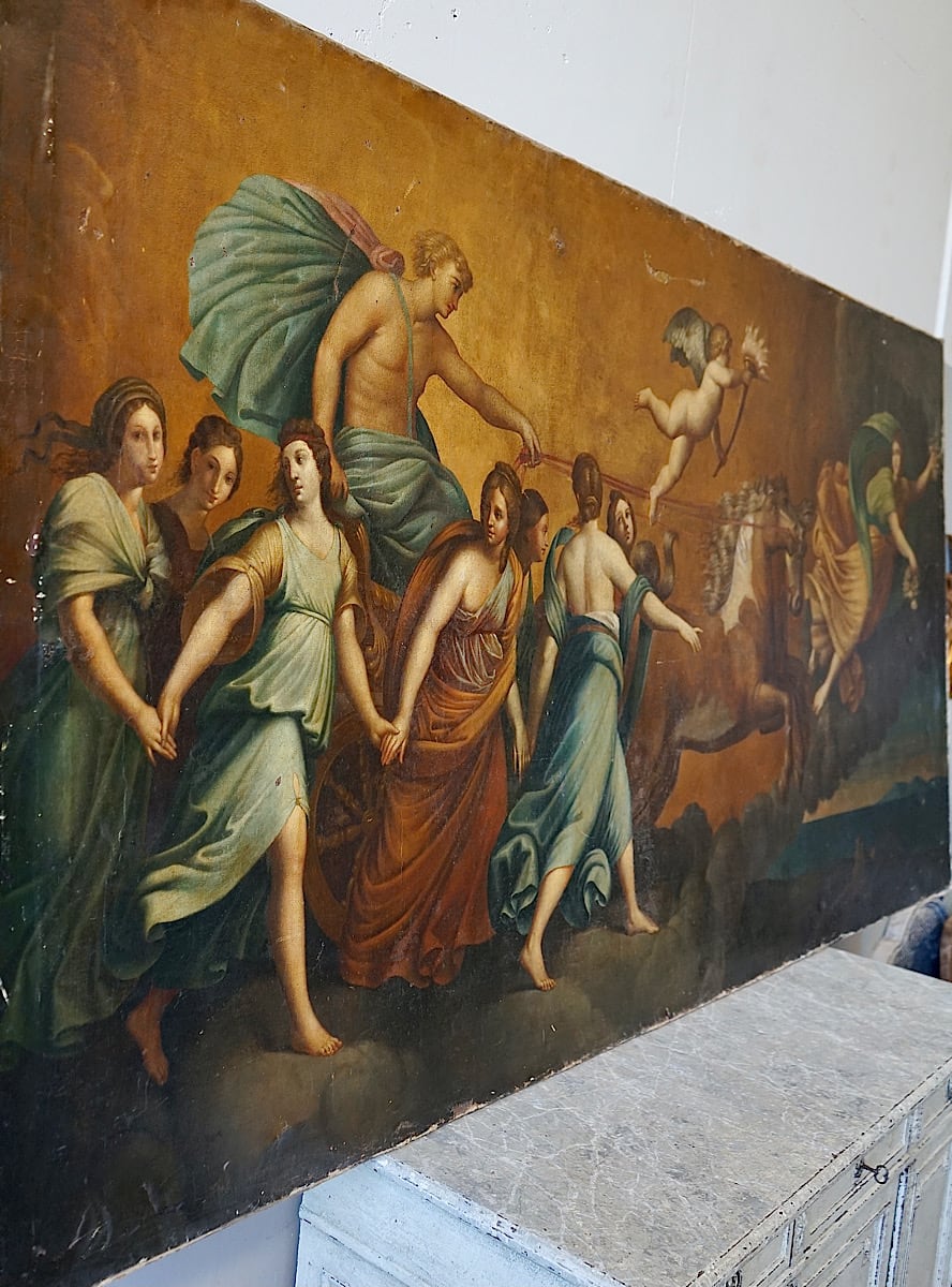 Large Italian Oil Painting of Aurora & Apollo