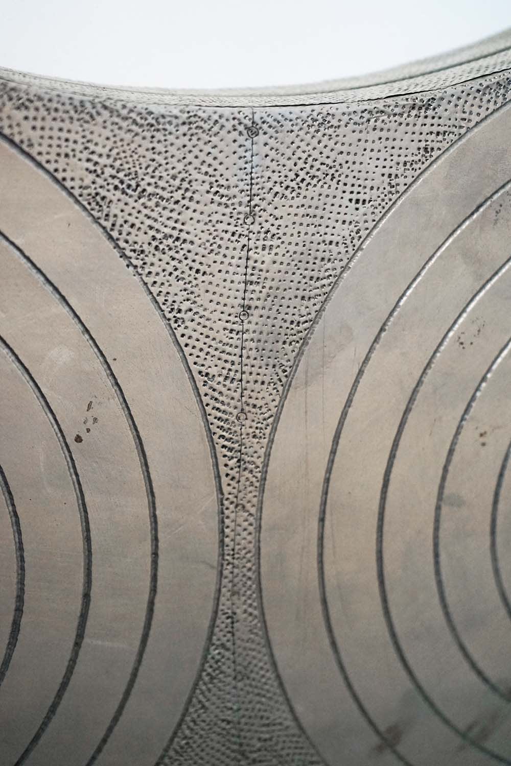 Round Silver Mid-Century Mirror