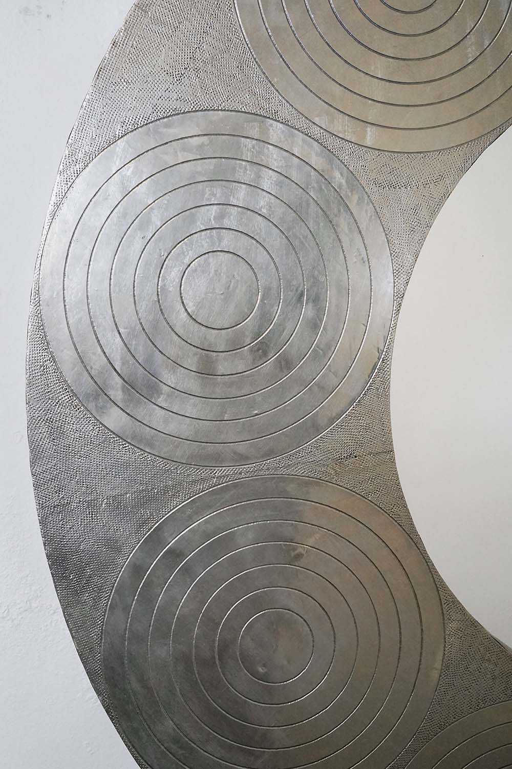 Round Silver Mid-Century Mirror