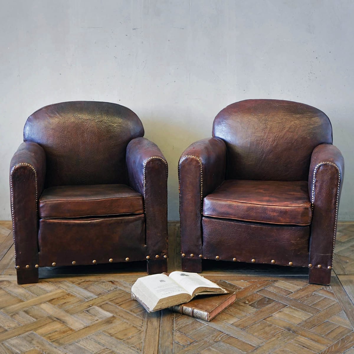 Pair of Leather Club Chairs