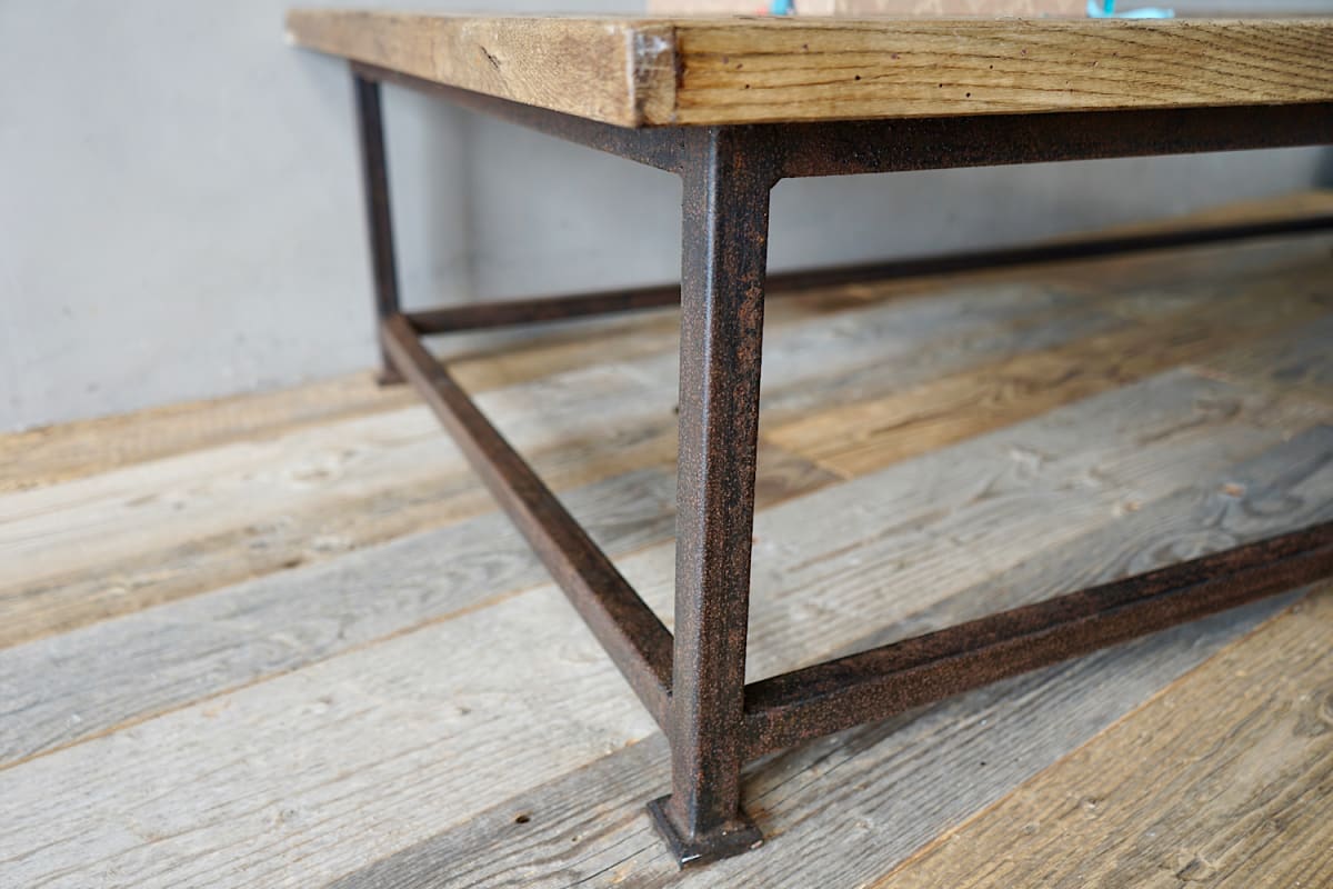 Antique Parquet & Iron Coffee Table
