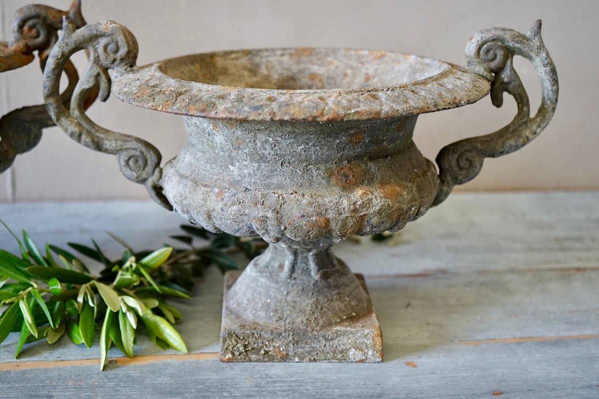 Small French Cast Iron Urns