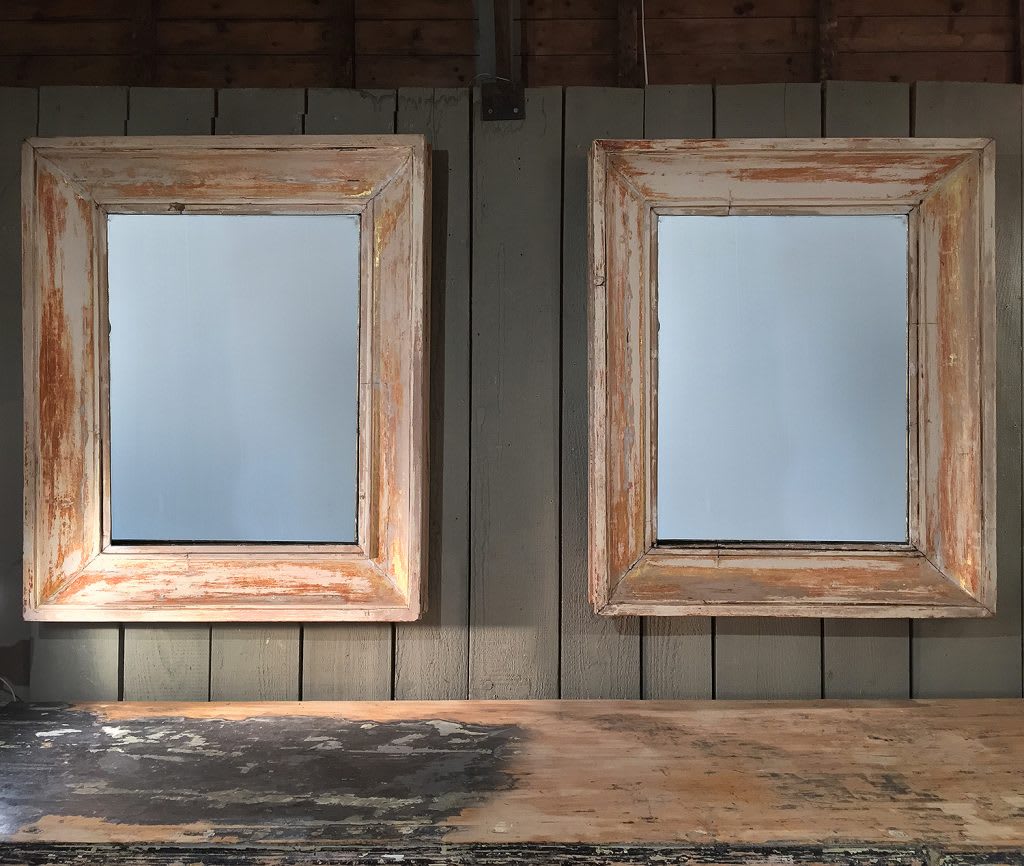 Large French Mirror with Distressed Patina
