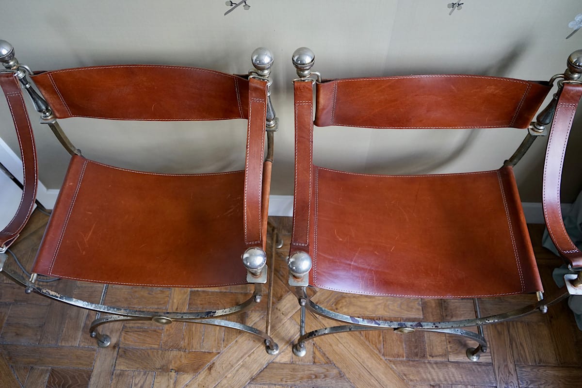 Iron & Leather Curule Chairs