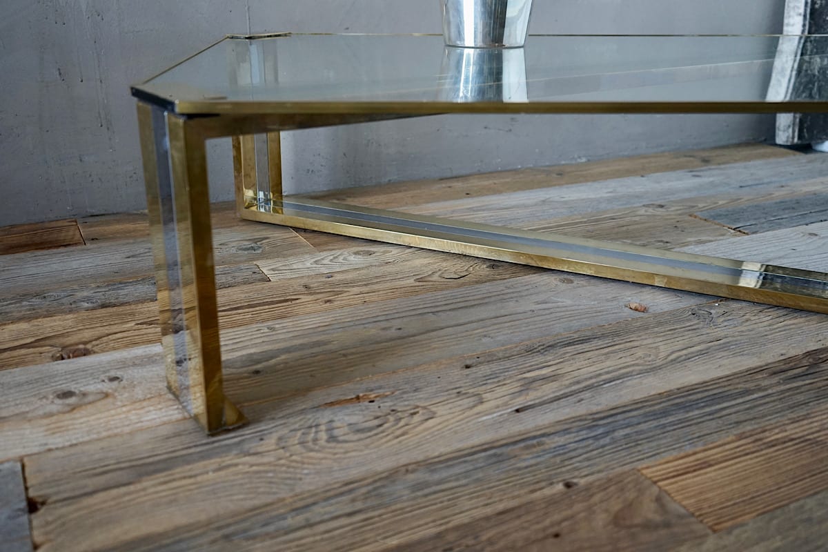 1970s Chrome & Brass Coffee Table