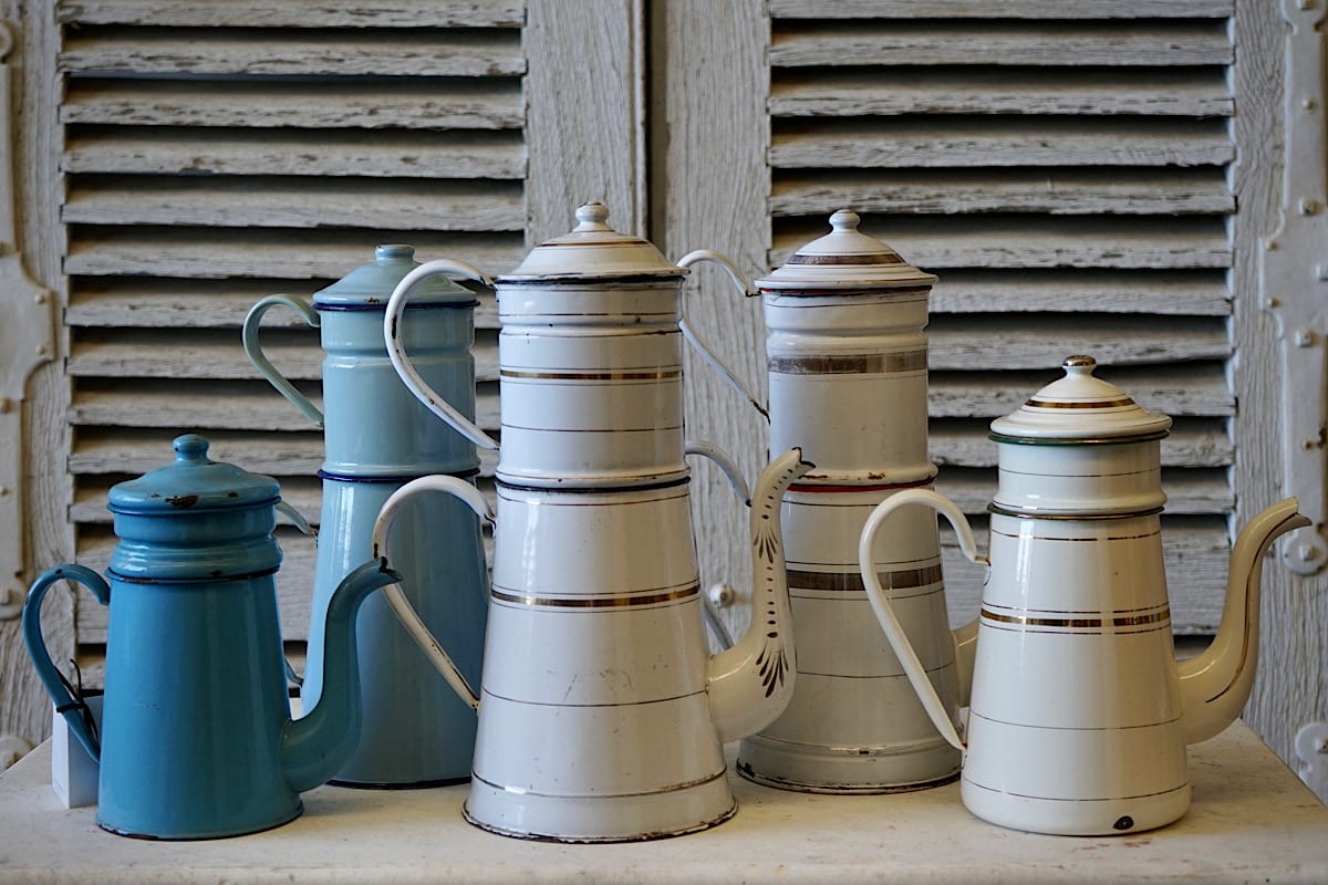 Vintage French Enamel Coffee Pots