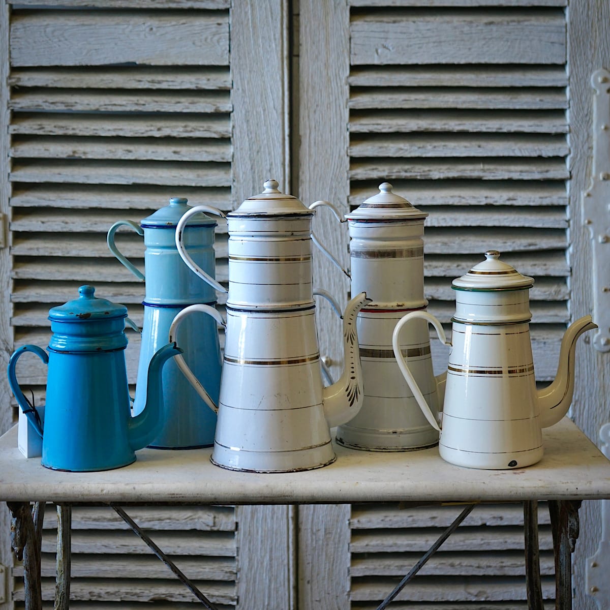 Vintage French Enamel Coffee Pots