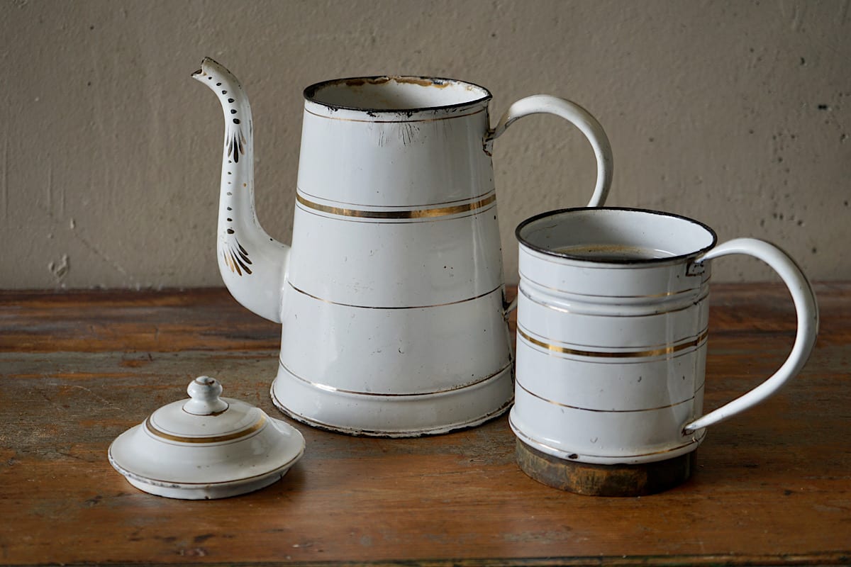 Vintage French Enamel Coffee Pot