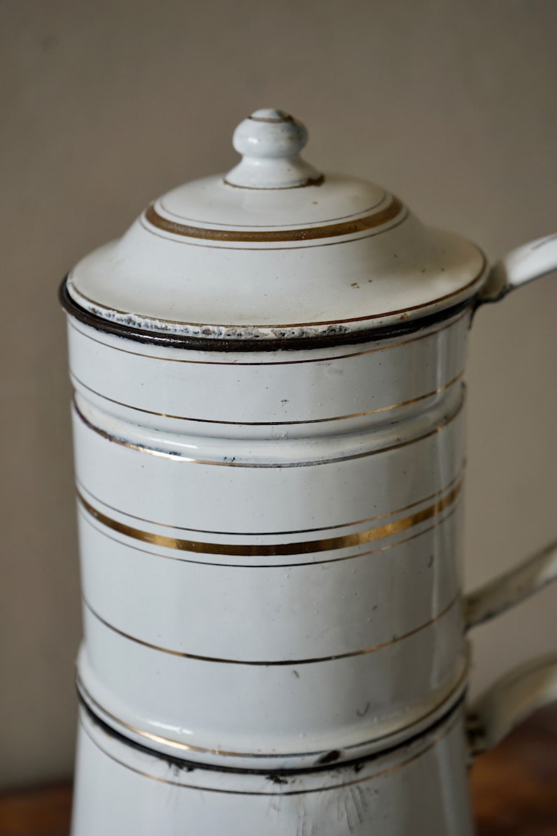 Vintage French Enamel Coffee Pot
