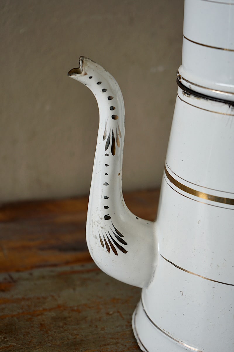 Vintage French Enamel Coffee Pot