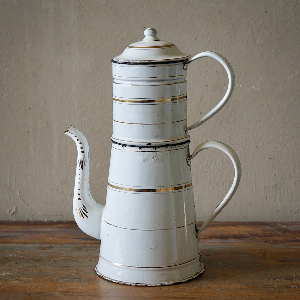 Vintage French Enamel Coffee Pot