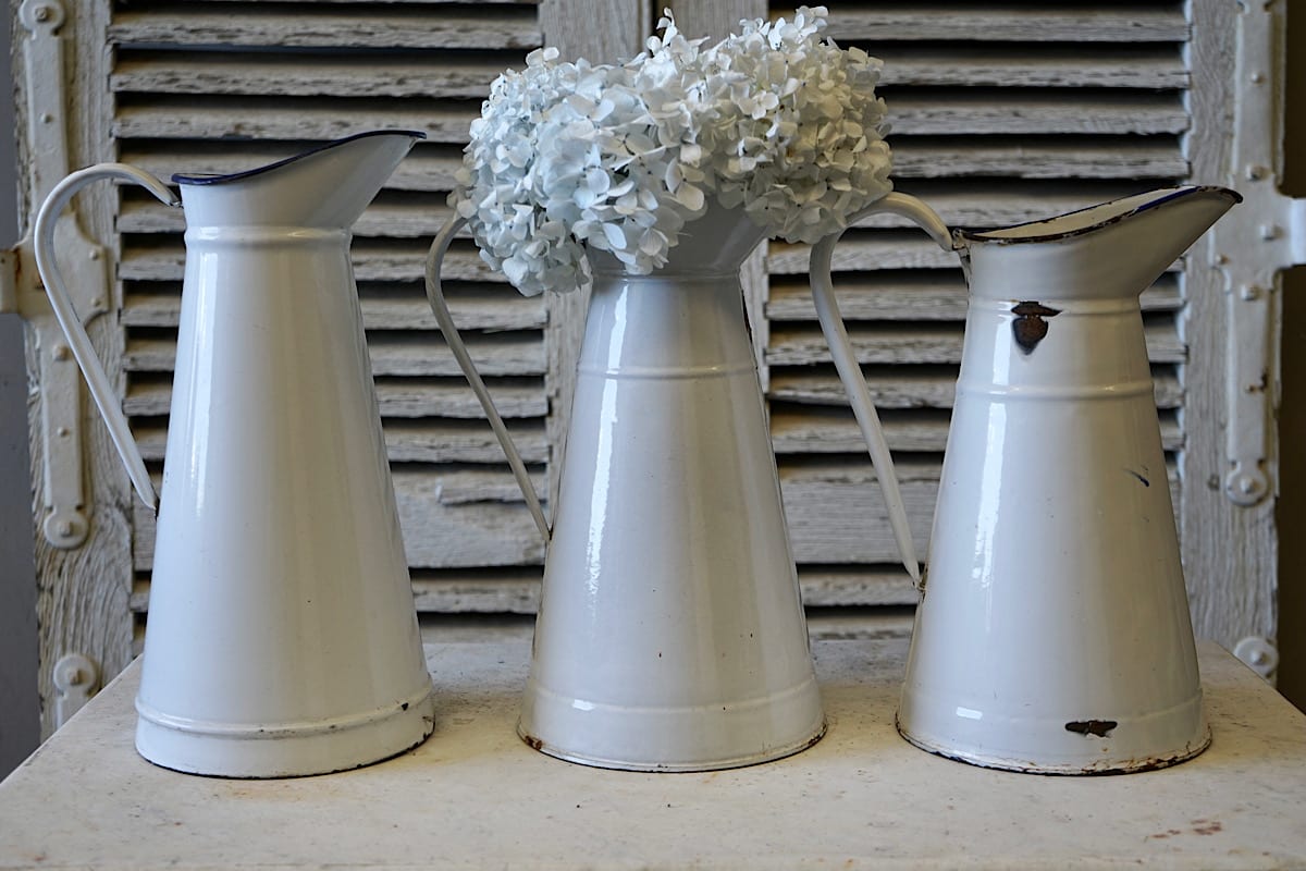 Vintage French Enamel Jugs