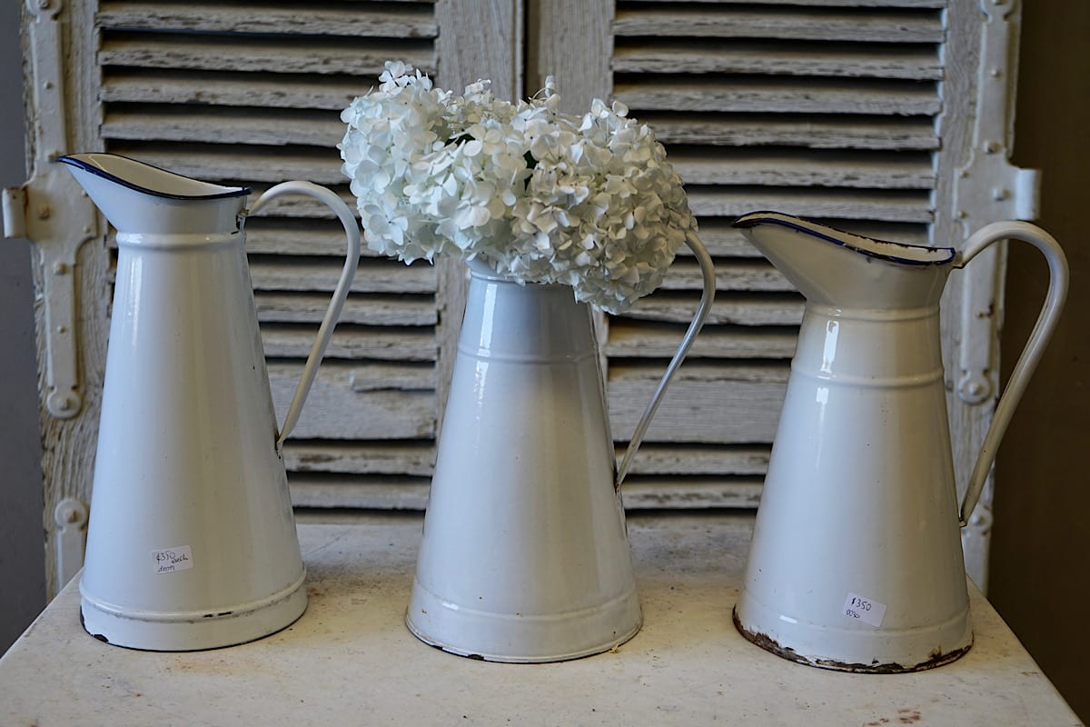 Vintage French Enamel Jugs