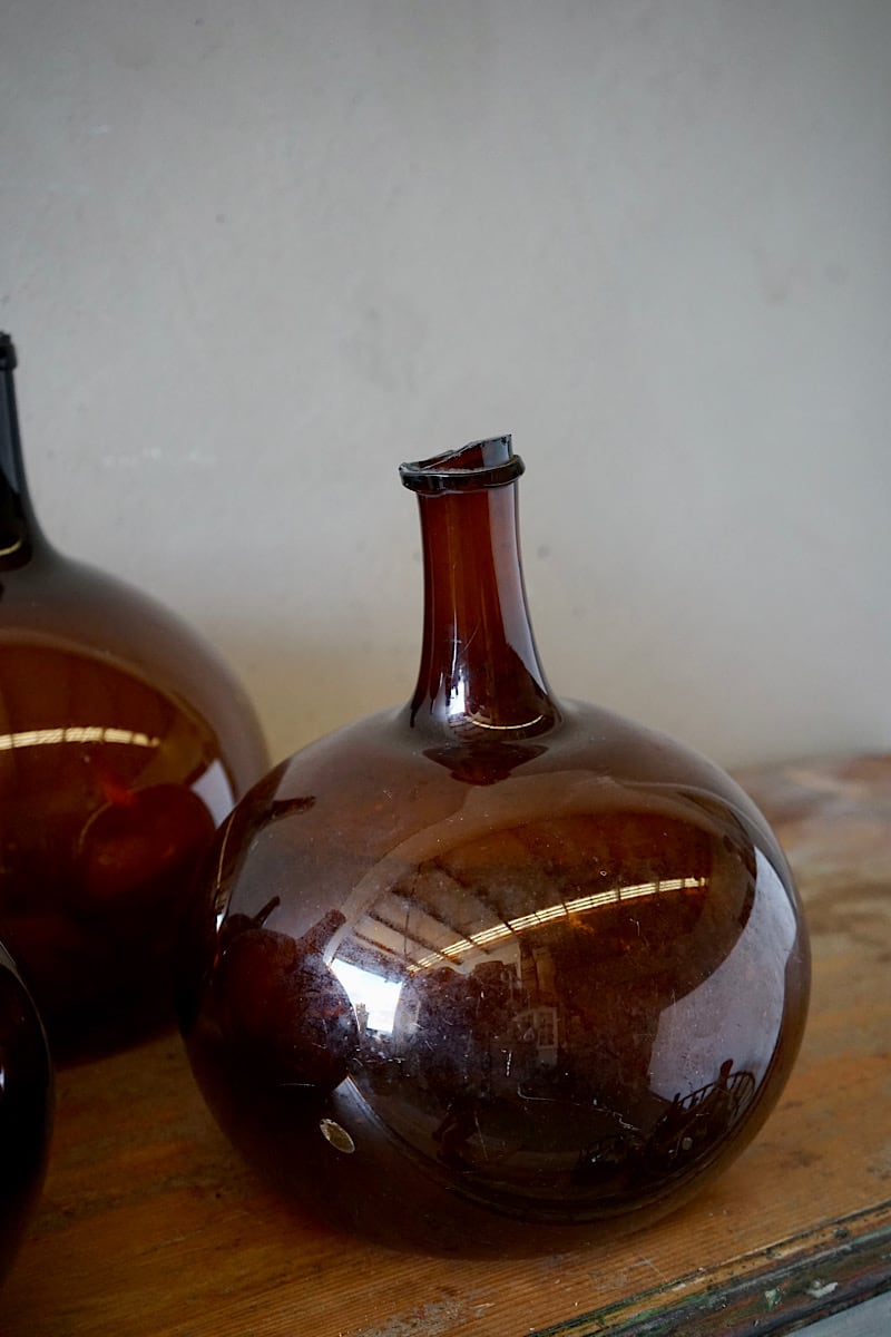 Amber Glass Wine Flagons