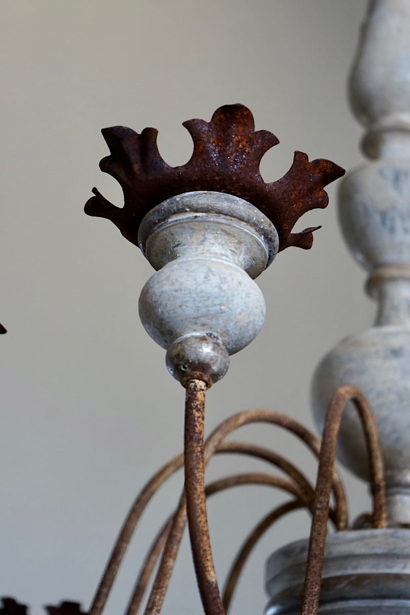 Italian Painted Wood & Iron Chandelier