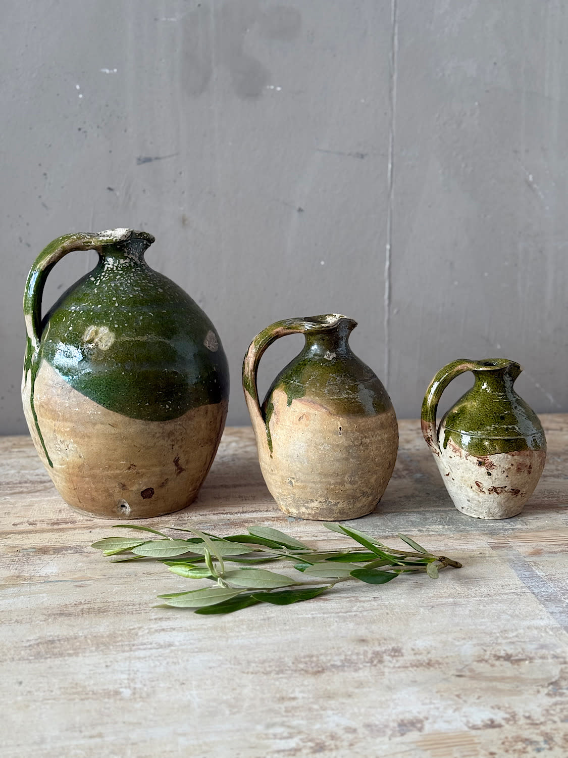 French Terracotta Oil Jugs (Set of 3)
