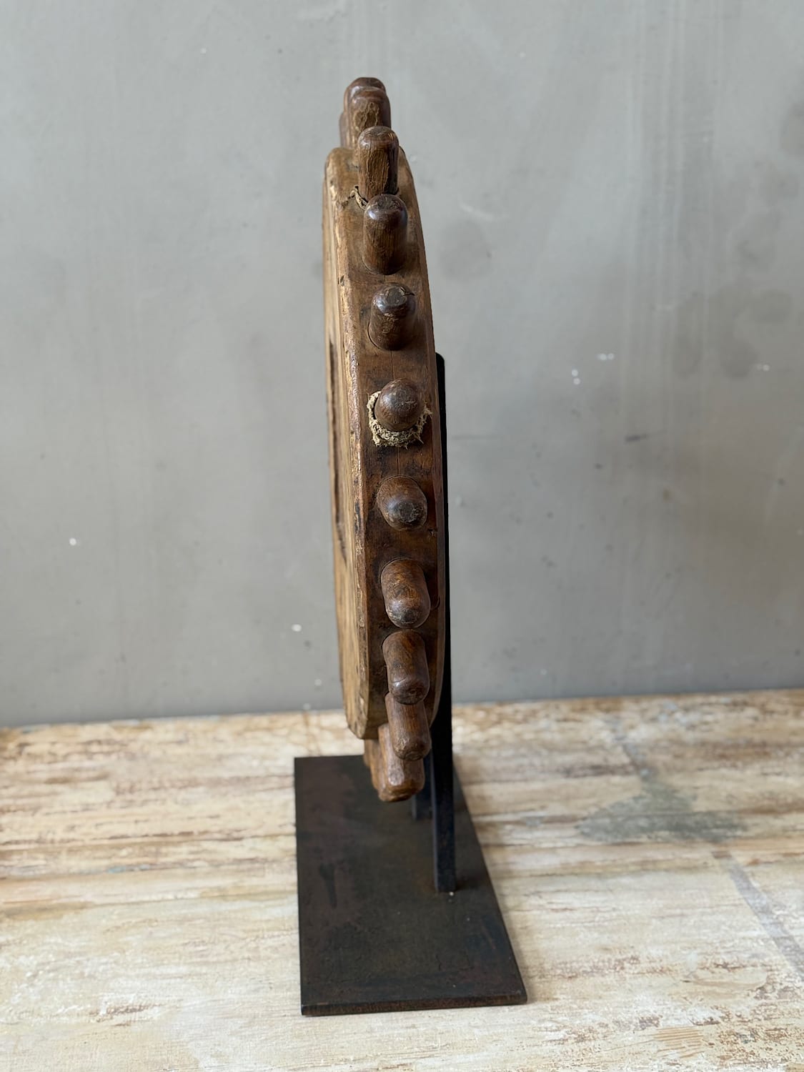 Large Mounted Wooden Cog