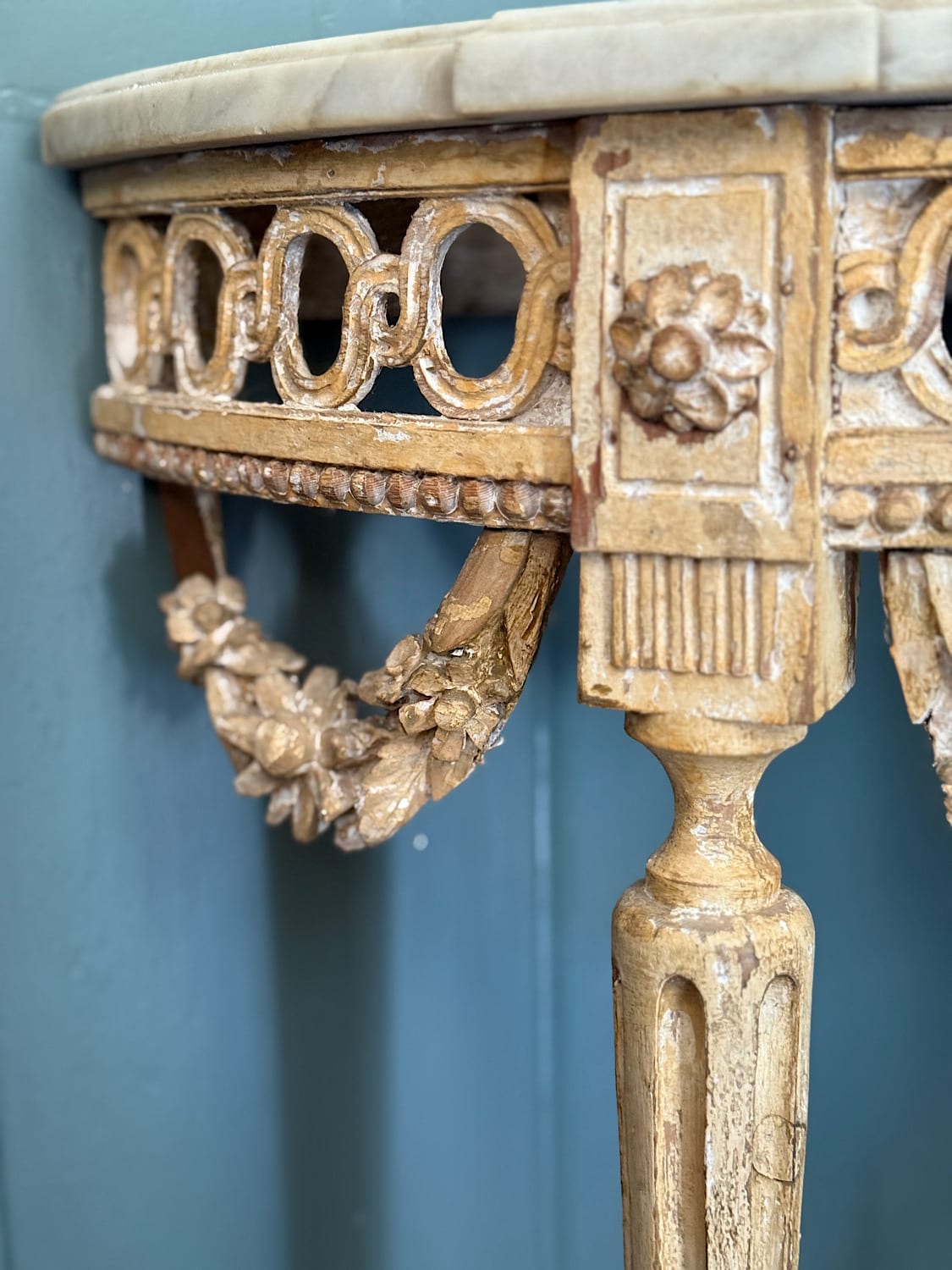 Louis XVI Painted Demi-lune Consoles (Pair)