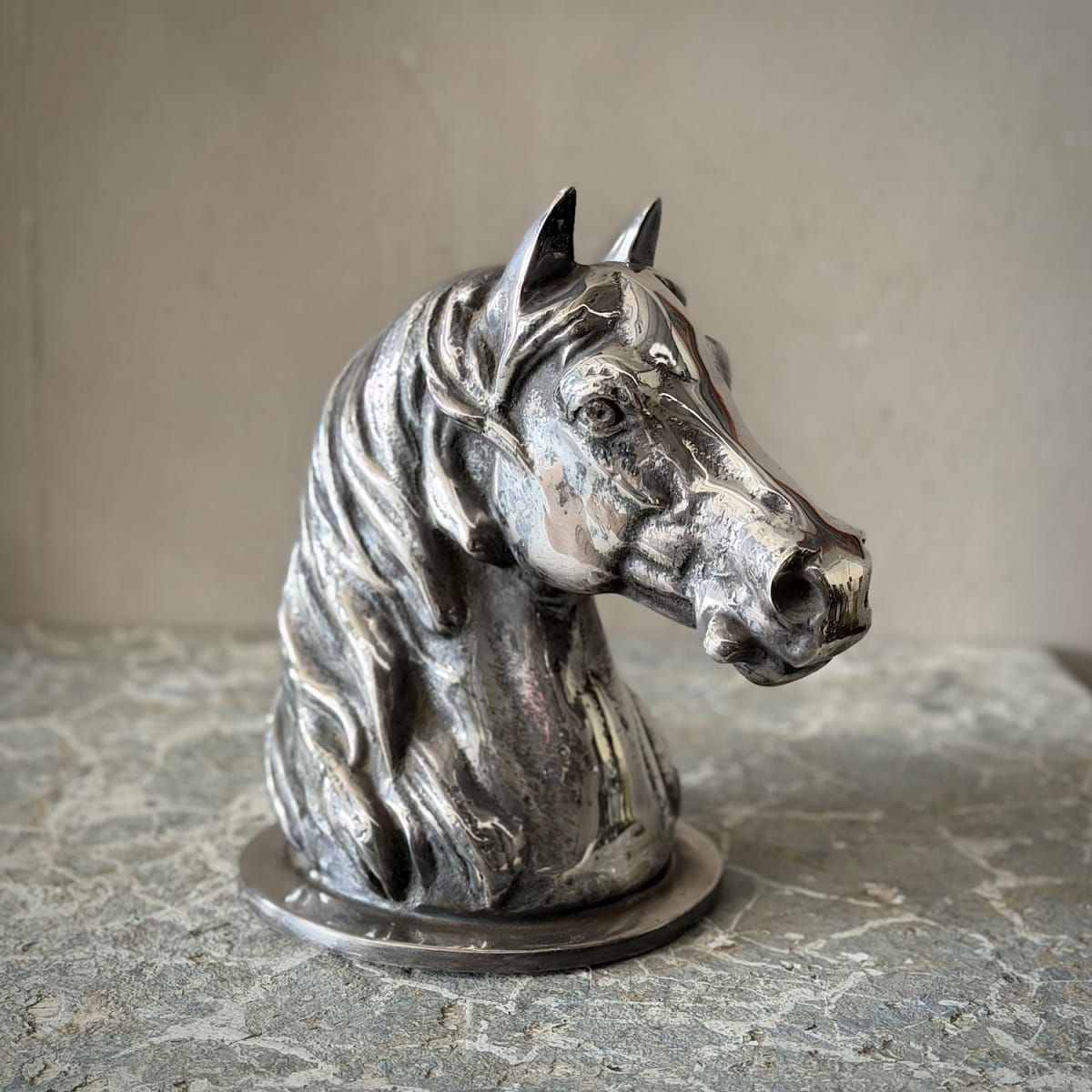 Silvered Bronze Horse Head