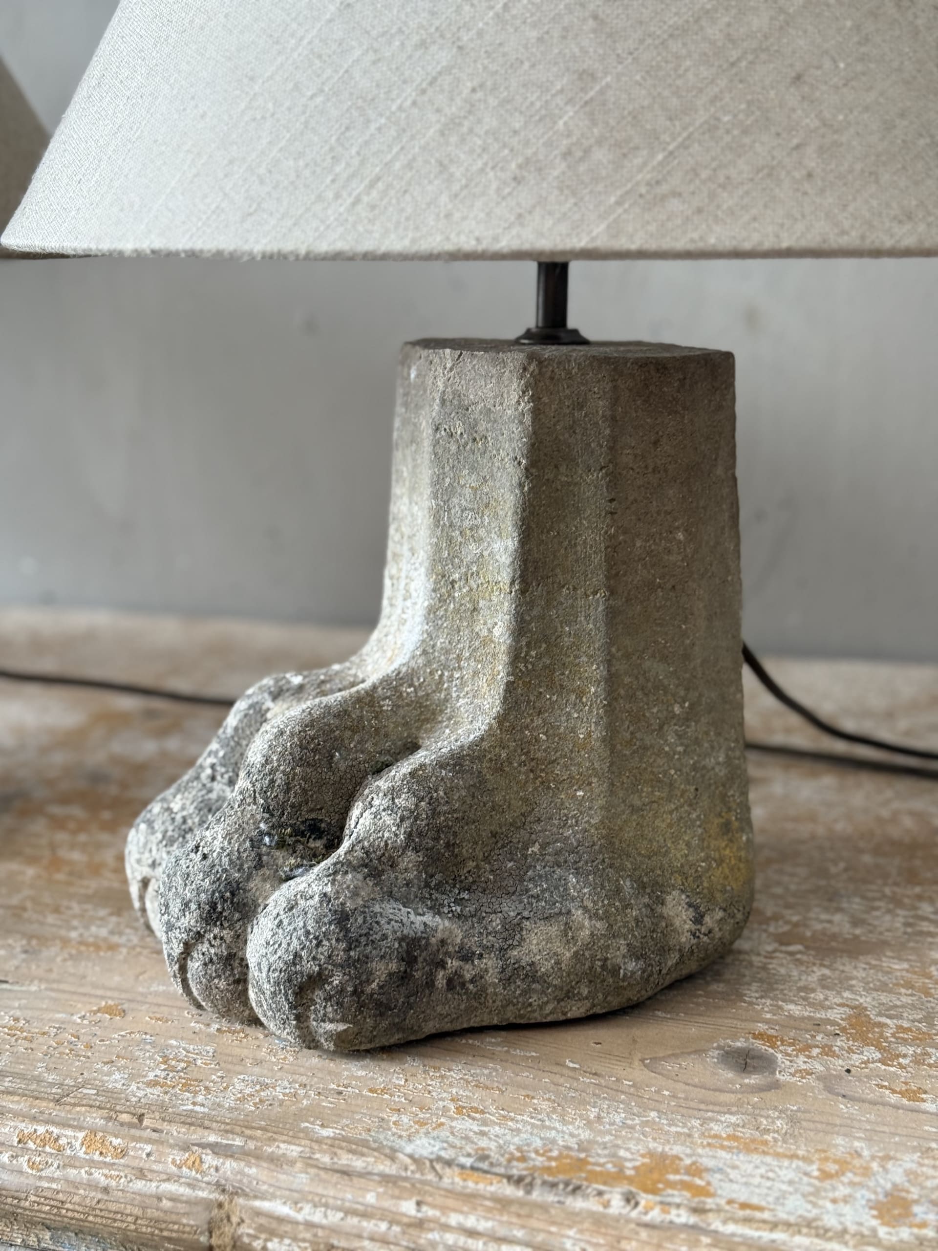 French Stone Lion’s Paw Lamps