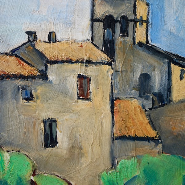 Oil Painting of a French Village Scene
