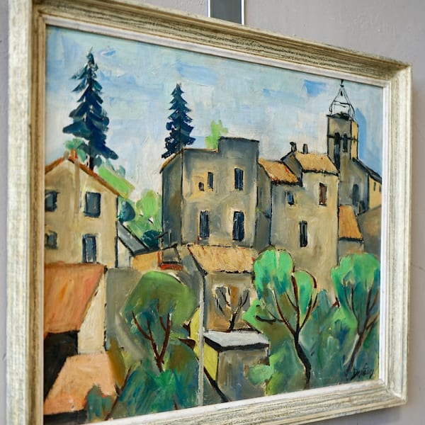 Oil Painting of a French Village Scene