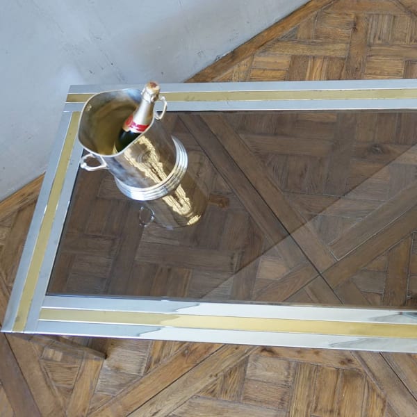 1970s Chrome & Brass Coffee Table
