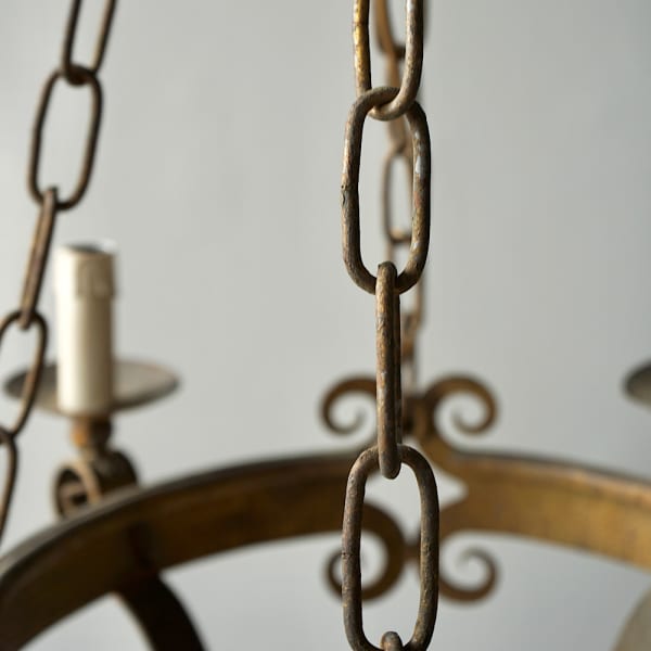 French Gilded Iron Chandelier
