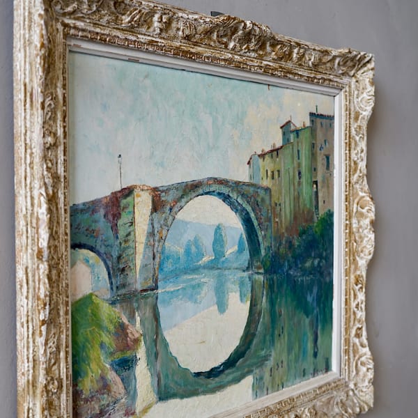 Oil Painting of a French Village Scene