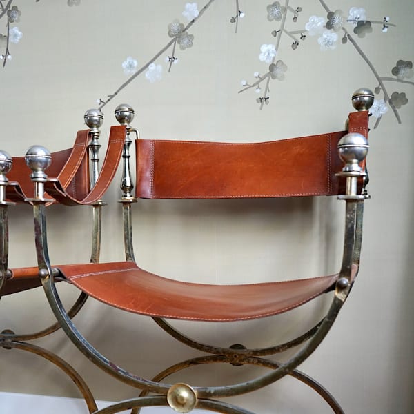 Iron & Leather Curule Chairs