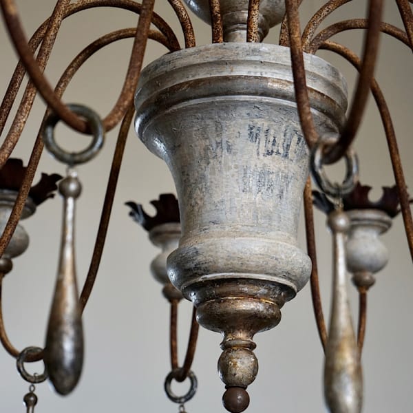 Italian Painted Wood & Iron Chandelier