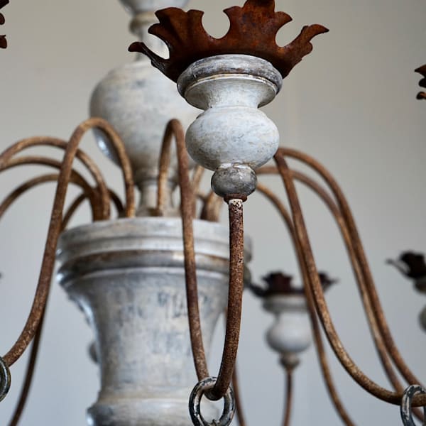 Italian Painted Wood & Iron Chandelier