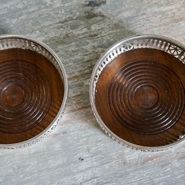 Pair of Silvered Wine Coasters