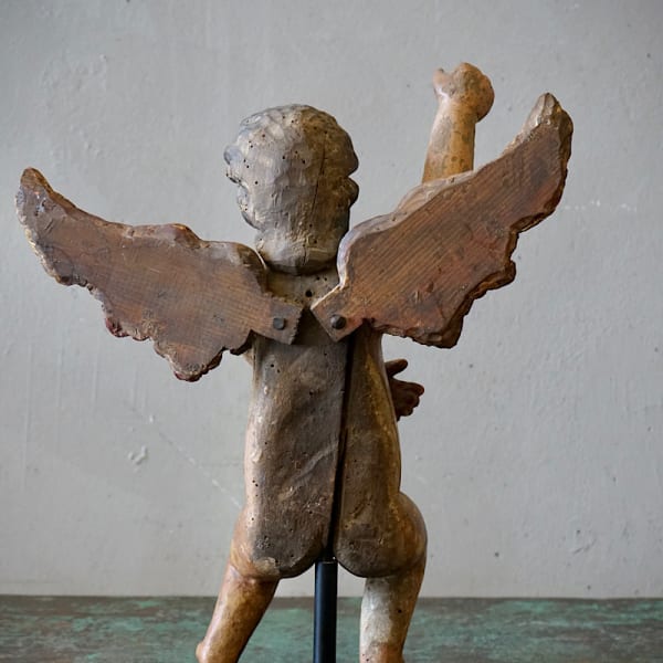 Carved Putto Cherub Statue