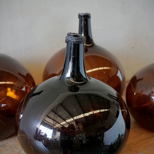 Amber Glass Wine Flagons