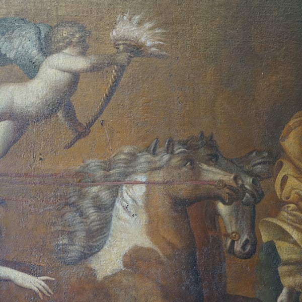 Large Italian Oil Painting of Aurora & Apollo