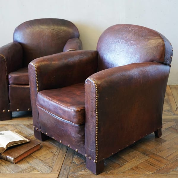 Pair of Leather Club Chairs