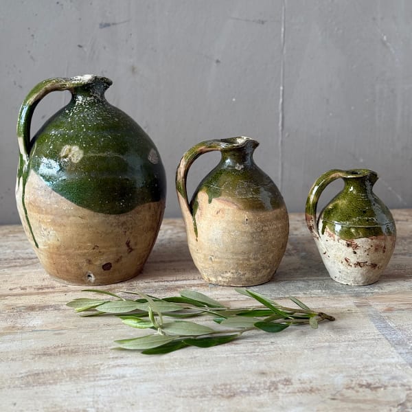 French Terracotta Oil Jugs (Set of 3)