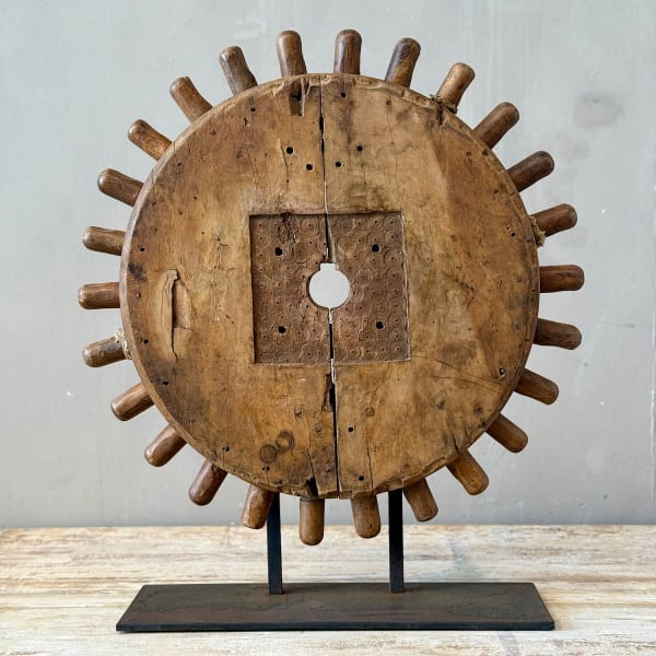 Large Mounted Wooden Cog