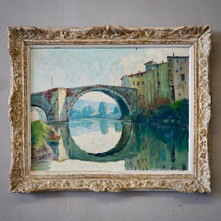 Oil Painting of a French Village Scene